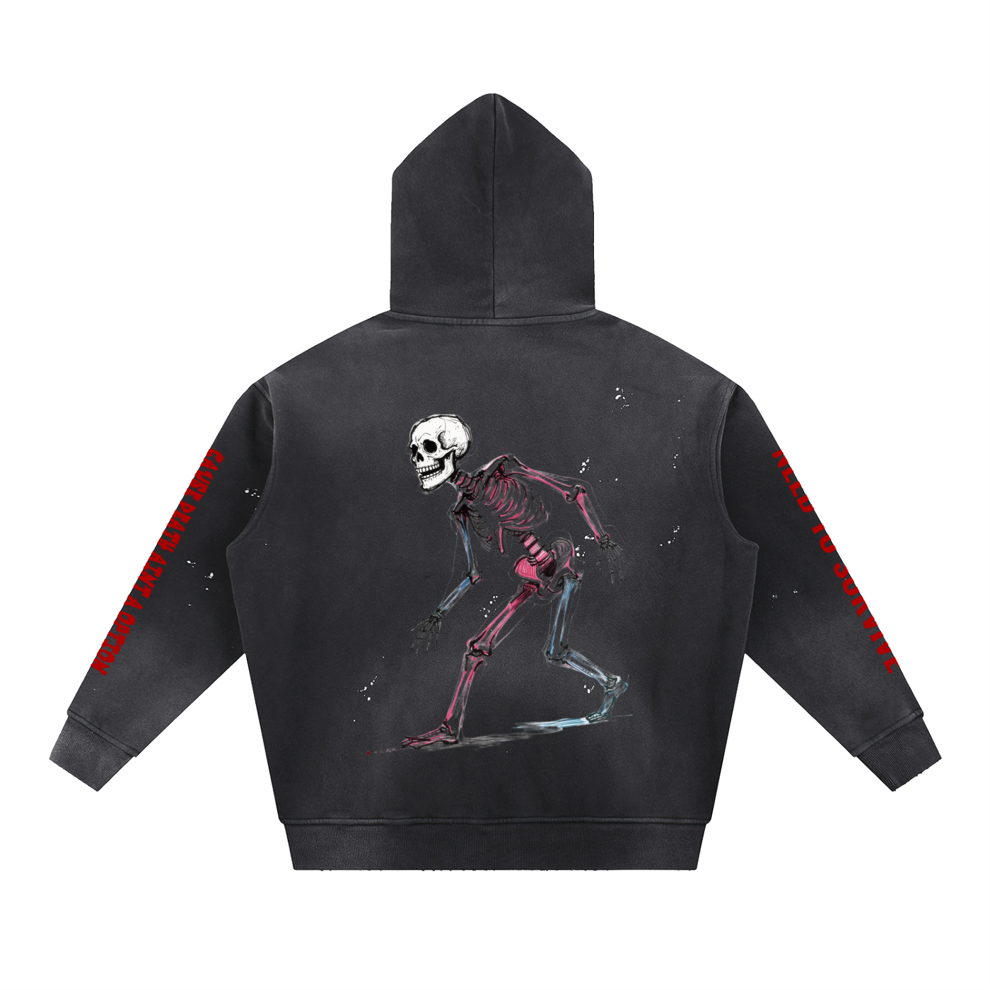 Vintage Washed Frayed Fleece Hoodie